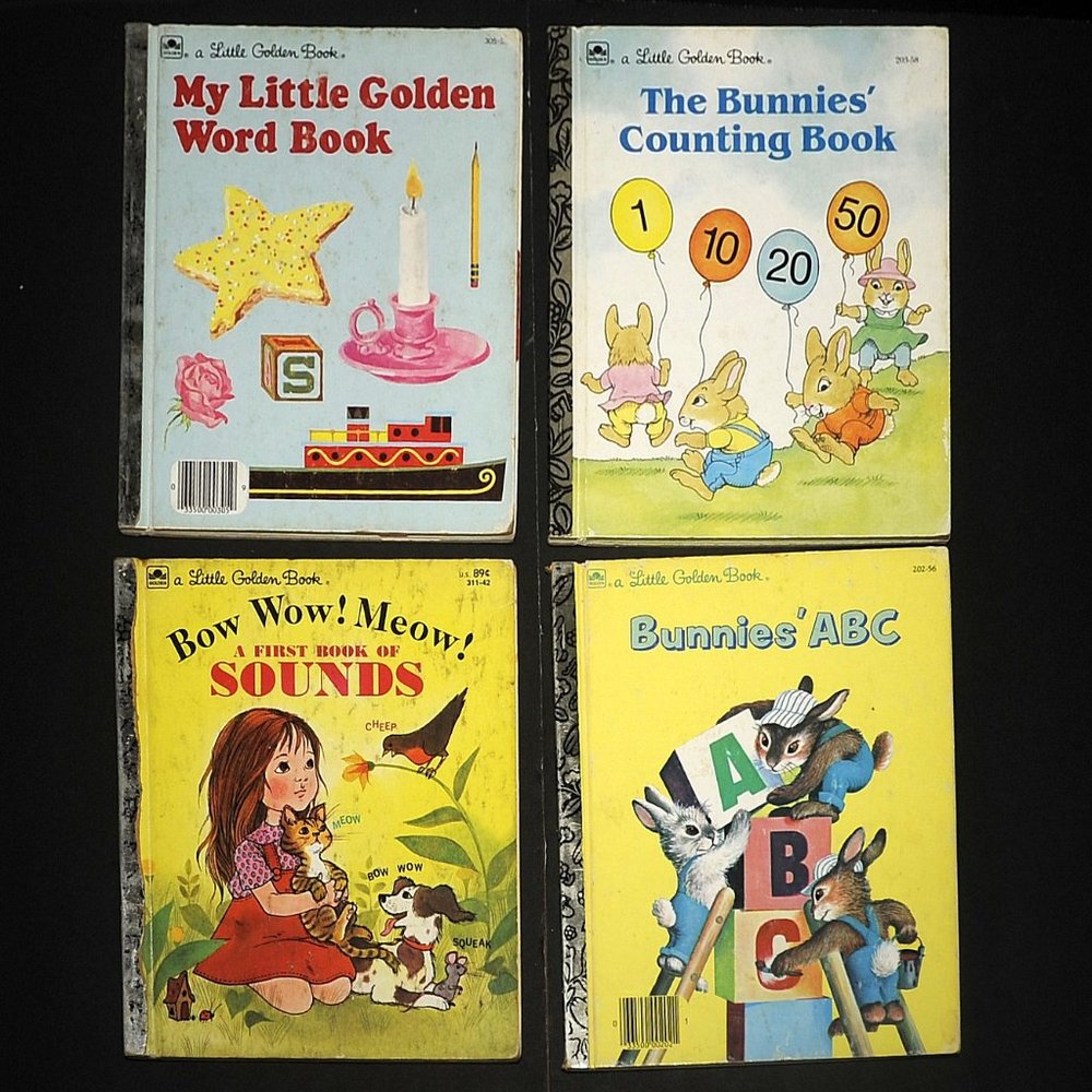 VTG Little Golden Books Lot of 4 Learning, Teaching, Counting ABC's '63 '85 '91